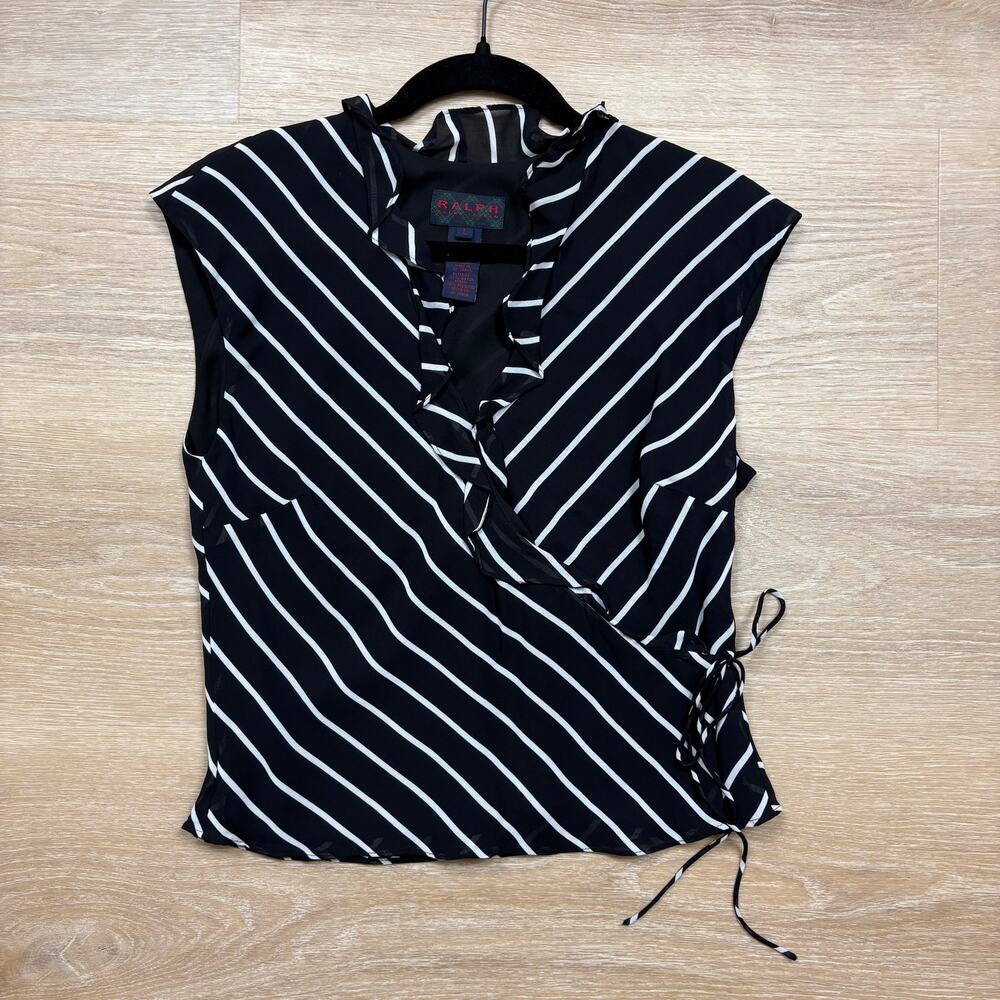 Y2K Ralph Lauren Wrap Tank‎ Blouse Women’s L Color Black